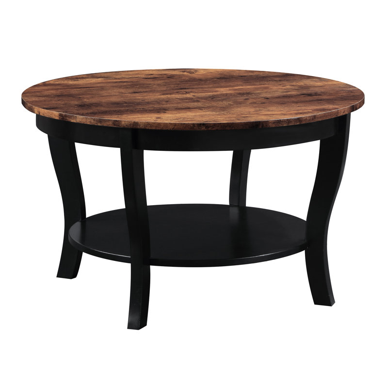 Carbin 30" Coffee Table with Shelf, Barnwood/Black