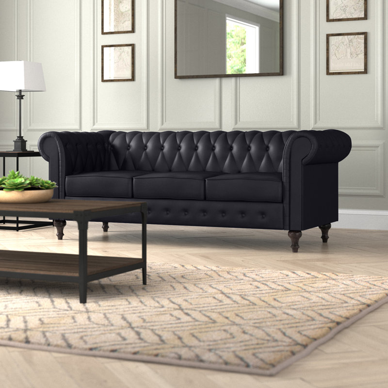 Arieana 82.3" Rolled Arm Sofa, Black