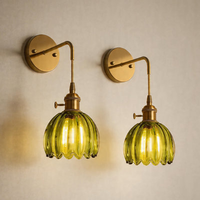 5.1''(W) Adjustable Armed wall sconces with Tulip Glass Shade