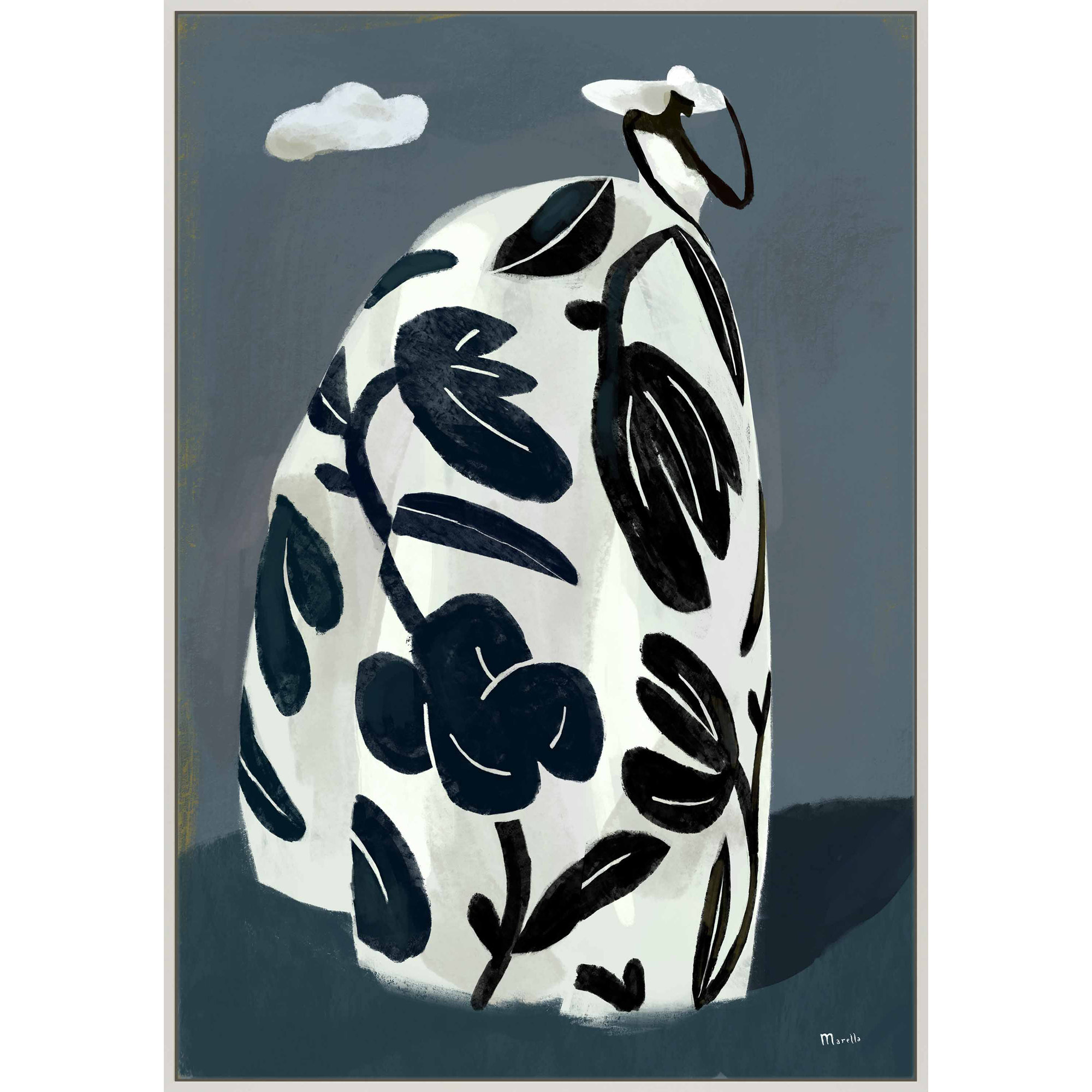 Black Dress by Marco Marella For Studio M, 50" H x 35" W x 1.25" D, White Canvas Framed
