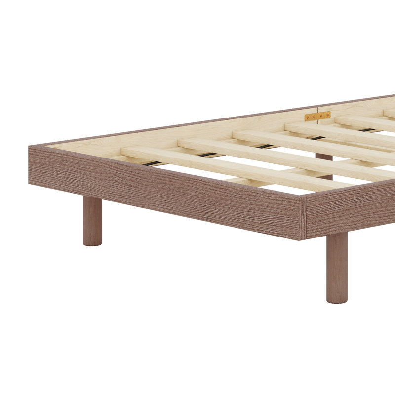 Base de lit plateforme flottante de conception moderne, Noyer, Lit simple