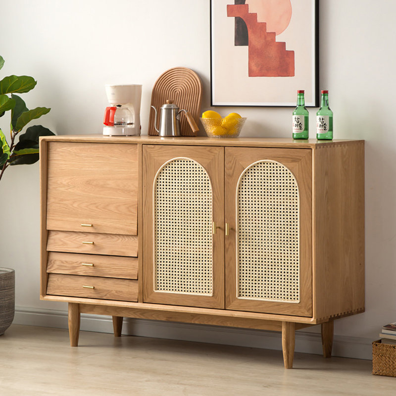 Buffet nordique japonais en rotin simple, H 37,4 po x l 55,1 po x P 15,7 po