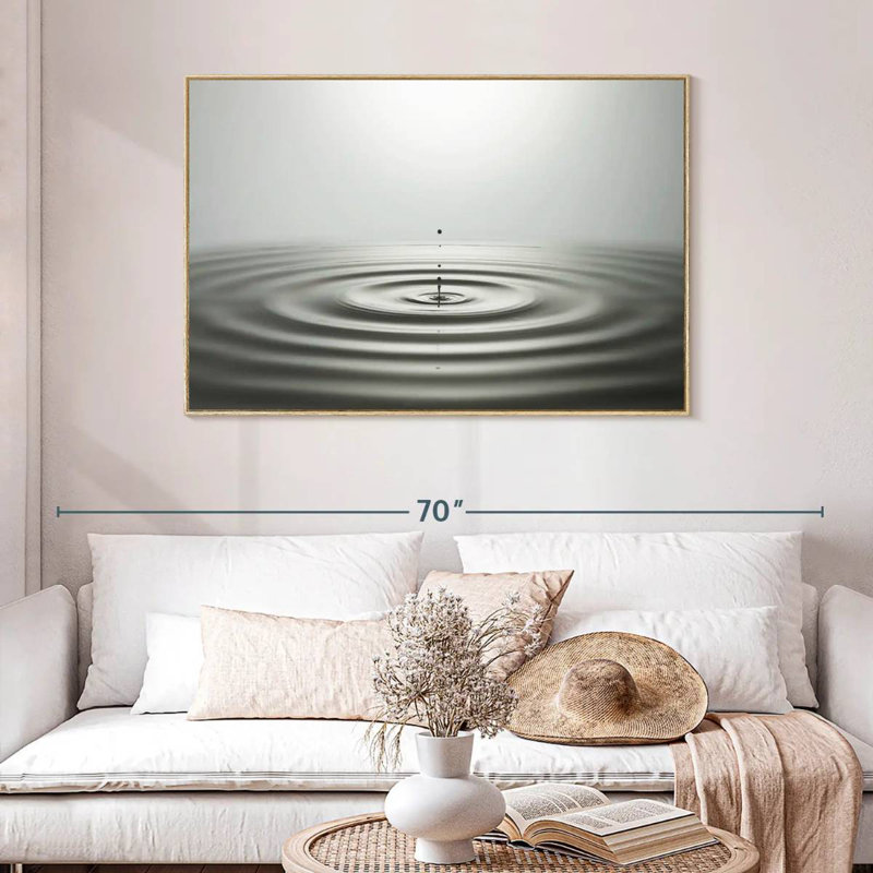Ondulation de gouttelettes d'eau, Cadre flottant en bois naturel, 46 po x 31 po