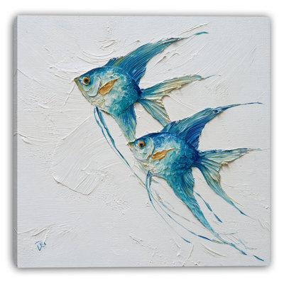 Twin Angelfish II Wrapped Canvas Wall Art
