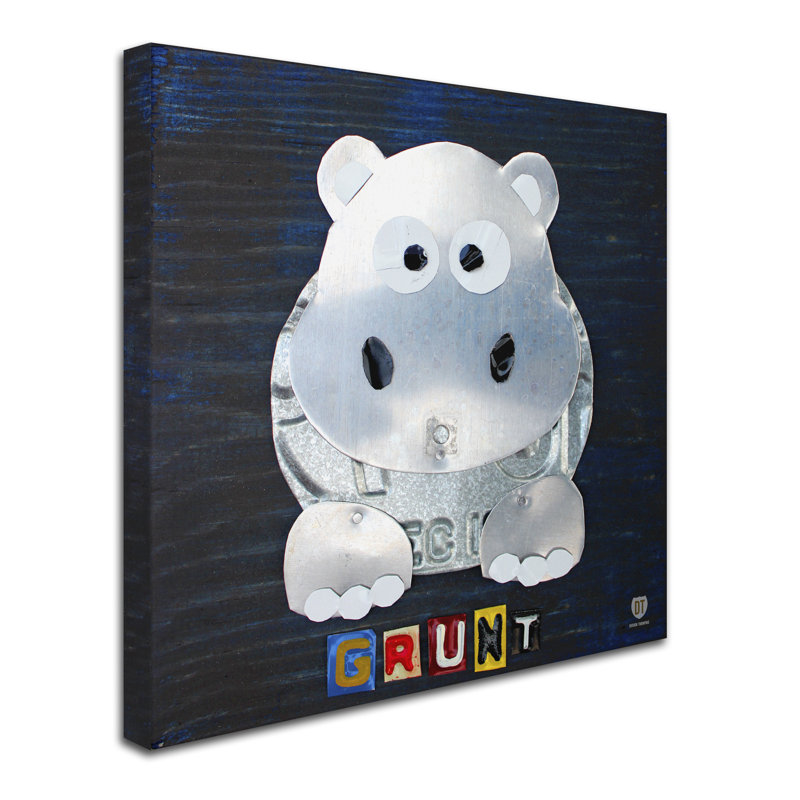 Art sur toile Wilbur Grunt The Hippo par Design Turnpike, H 18 po x l 18 po x P 2 po