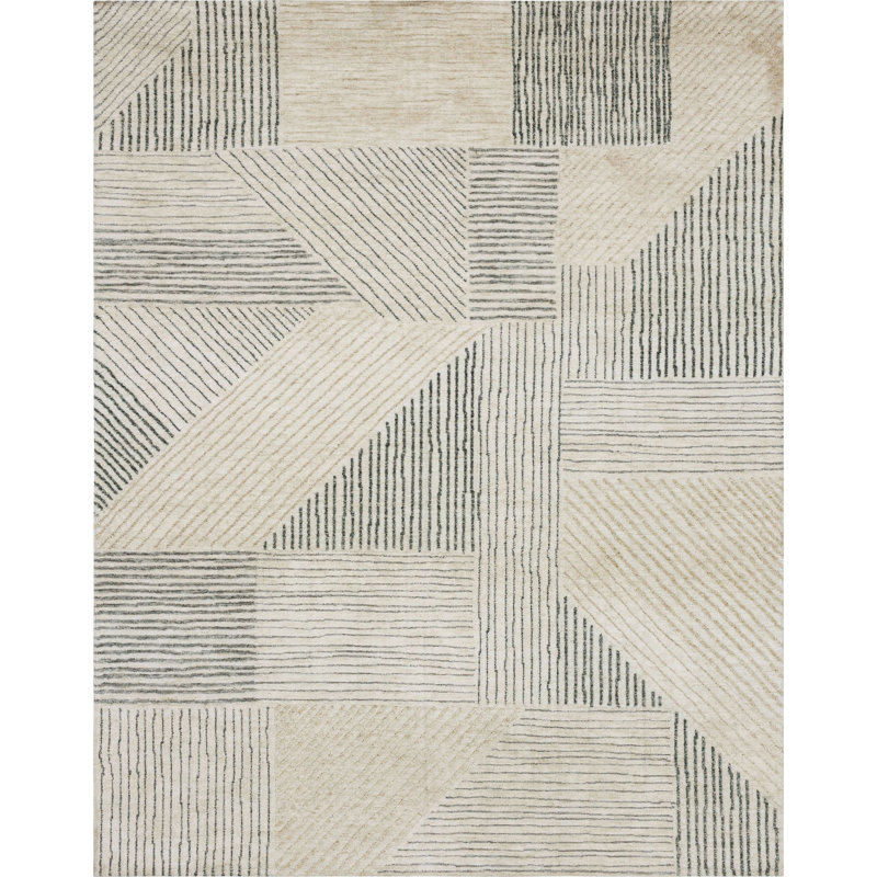 Tan Geometric Flat Woven Synthetic Rectangular Area Rug