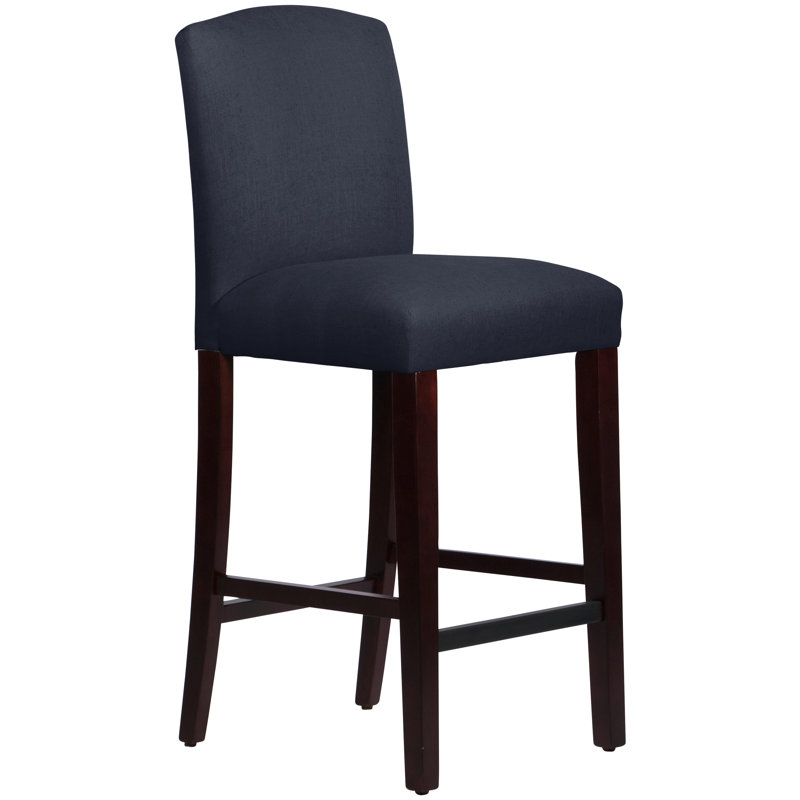 Tabouret de bar et de comptoir April, Tabouret de bar (siège d'une hauteur de 31 po), Lin bleu marine classique, Espresso