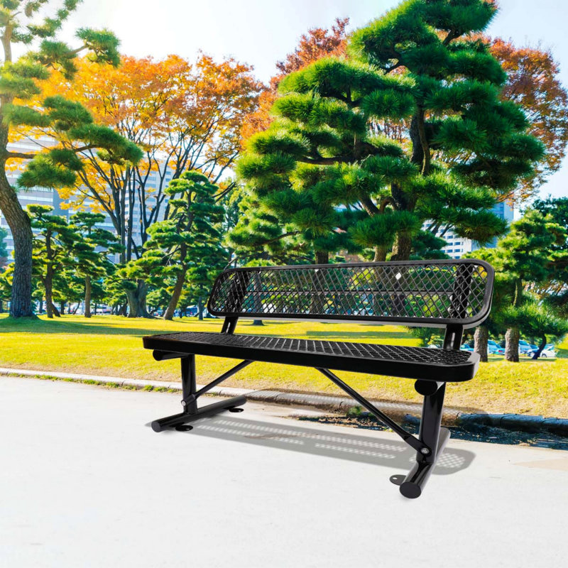 Banc, banc d'extérieur en acier avec dossier, H 32,53 po x l 48,03 po x P 23,23 po