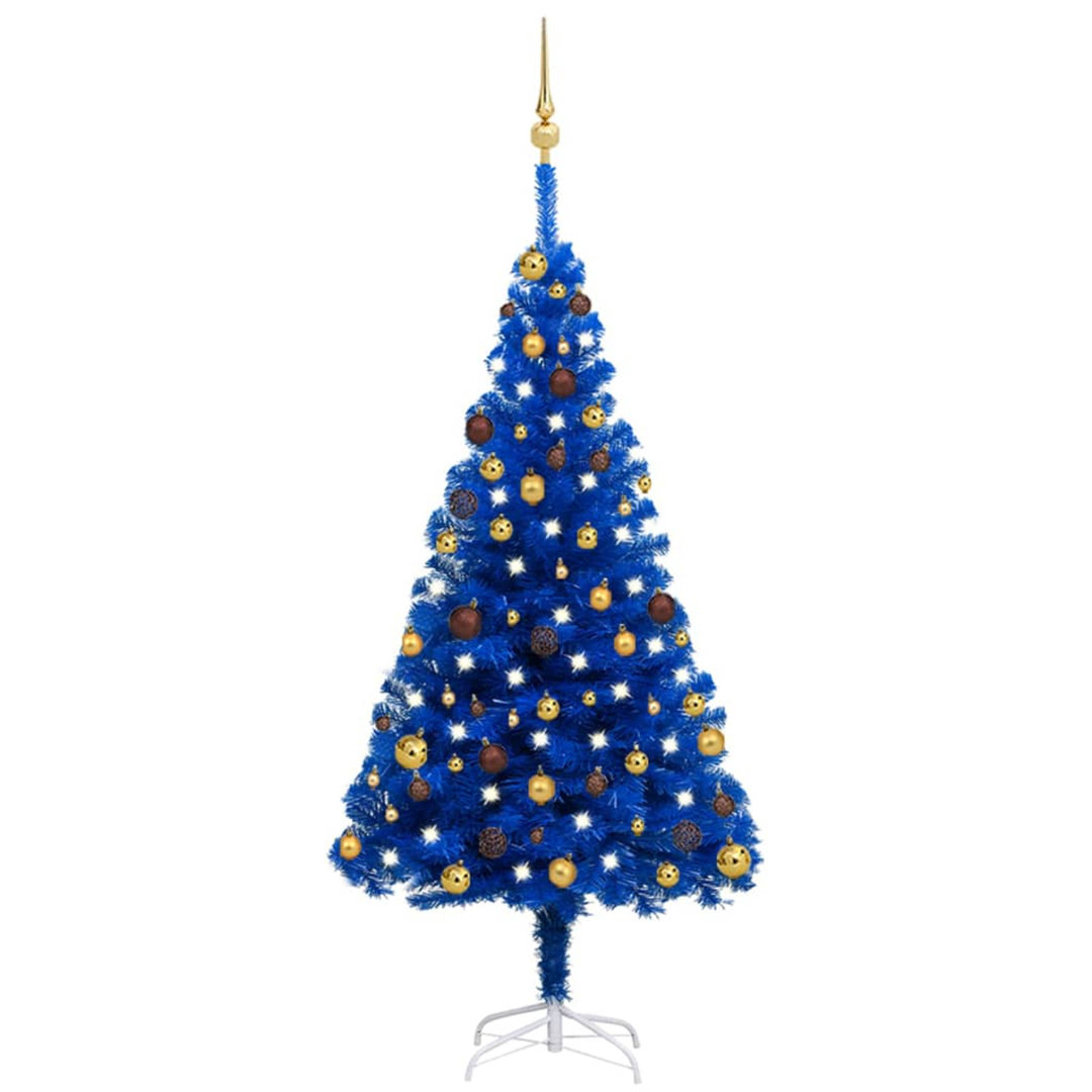 Künstlicher Weihnachtsbaum Beleuchtung & Kugeln Blau 210 cm