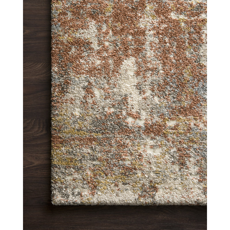 Tapis abstrait orange / brun Gilchrist, Rectangle 5 pi 3 po x 7 pi 7 po