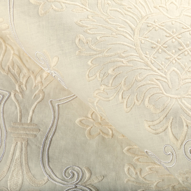 Arcadia Hayes Embroidery Fabric, Ivory