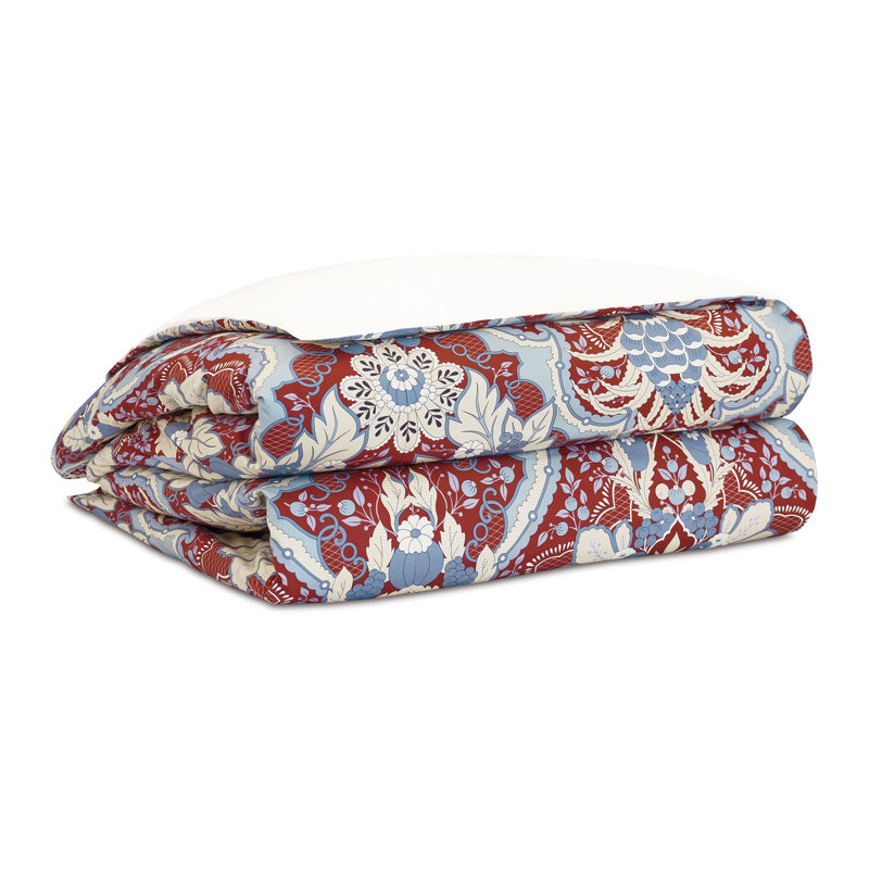 Giorgina Damask Comforter, California King Duvet Cover, Blue/Red Damask