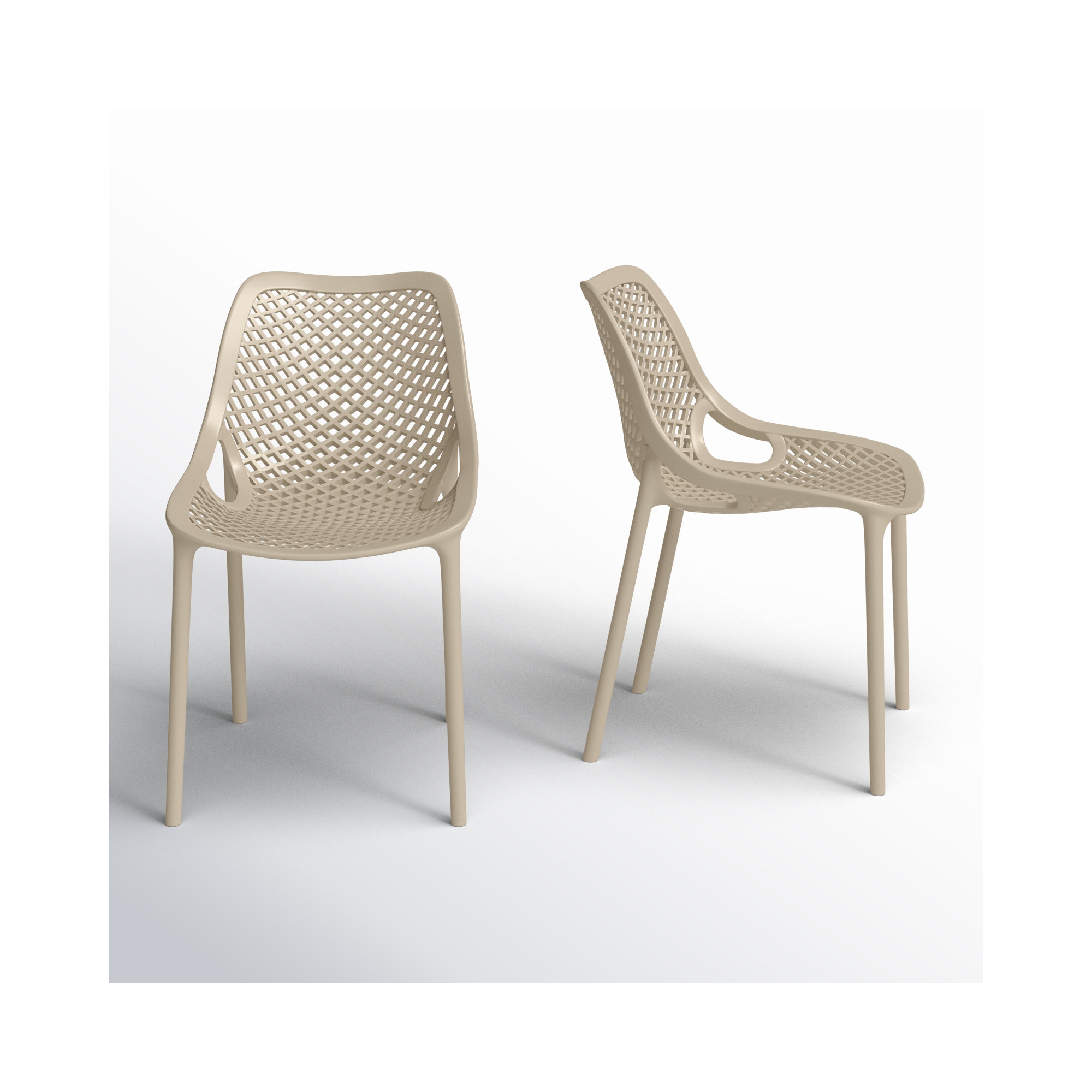 Farrah Premium All-Weather Outdoor Stacking Dining Side Chair, Taupe