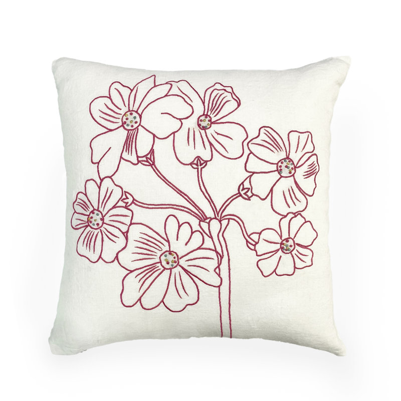 Embroidered Linen Throw Pillow