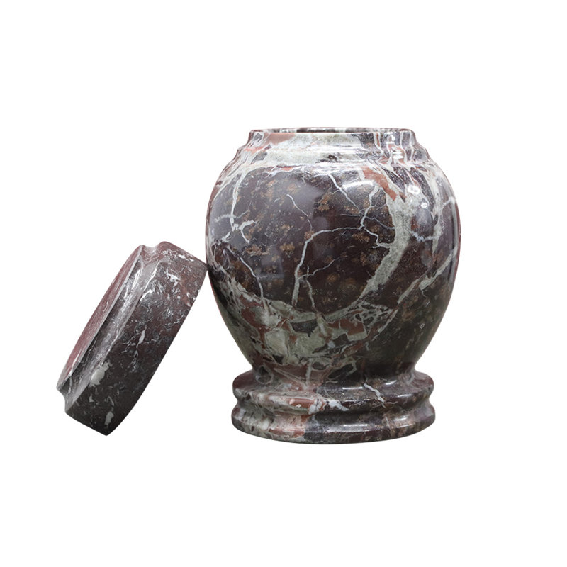 Marble Keepsake Cremation Urn For Ashes, Red Zebra
