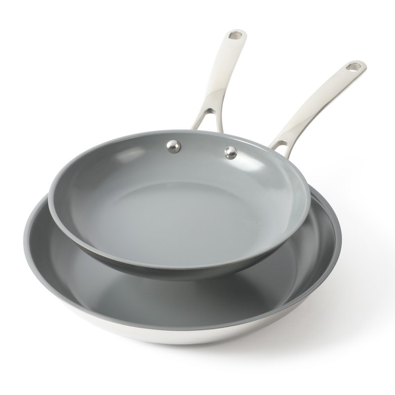 10-Piece Stainless Steel Cookware Set with Nonstick Ceramic Interior