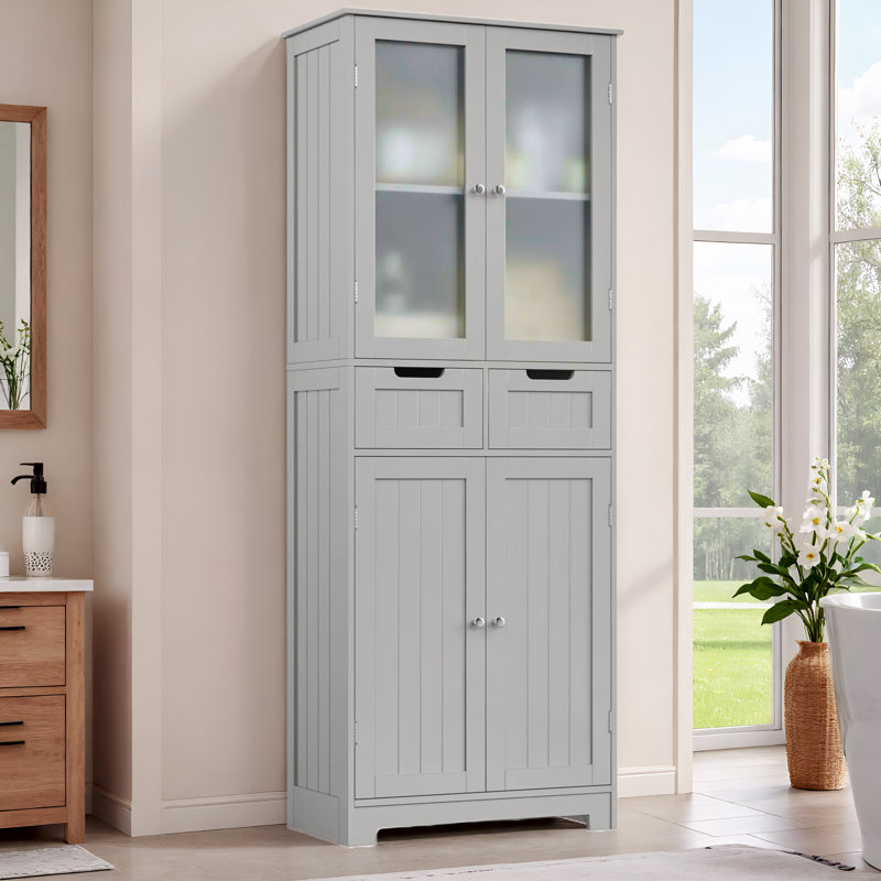 Armoire à linge avec 2 tiroirs l 23,6 po x H 67 po x P 11,4 po Hunsberger, Gris