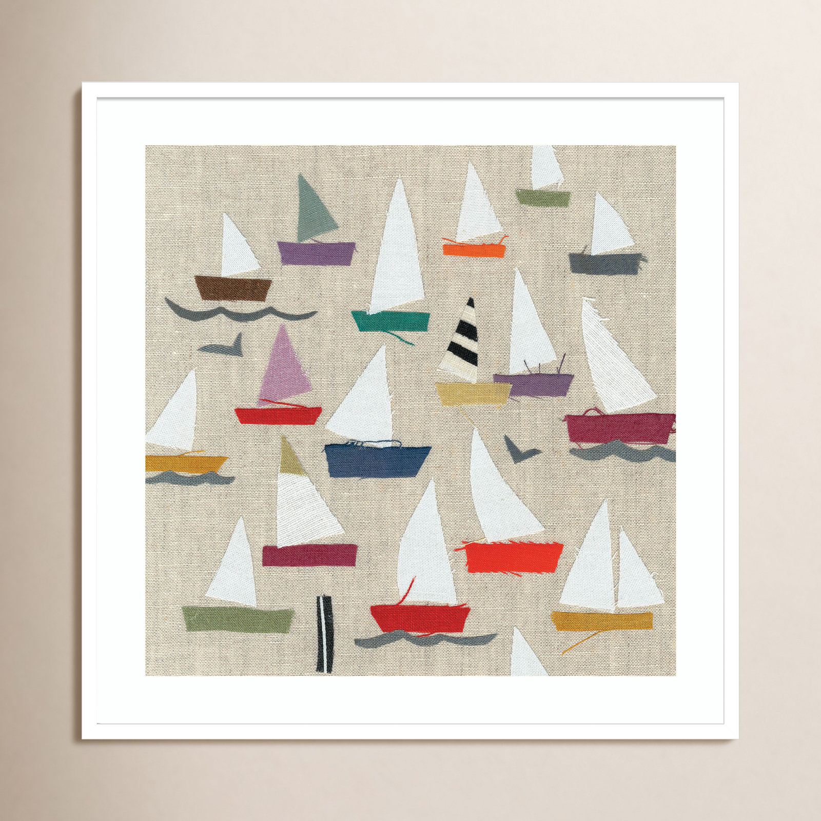 Plain Sailing Print by Jenny Frean, White, 33" H x 33" W x 1" D