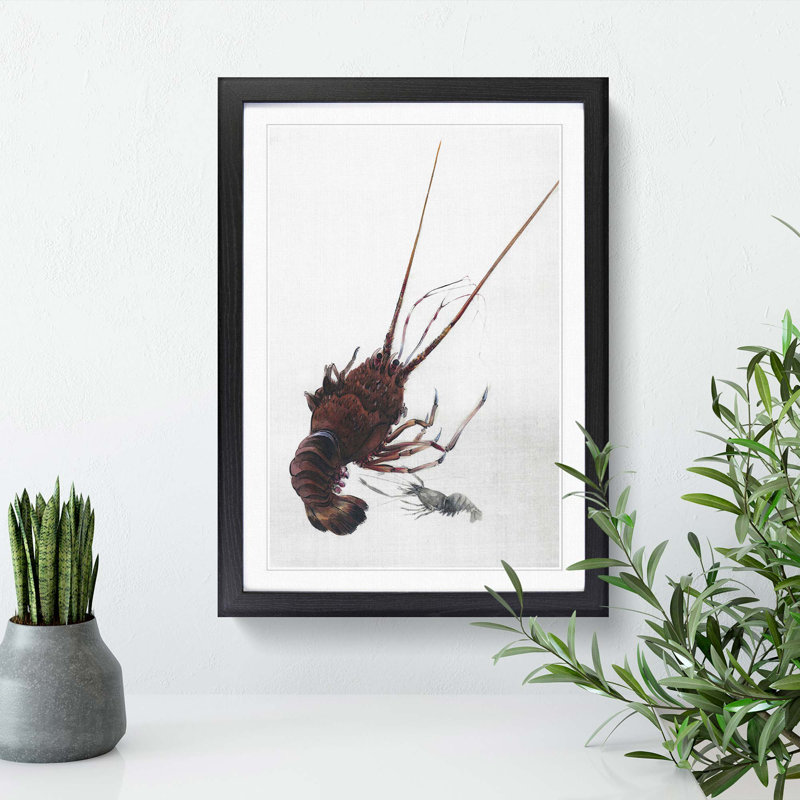 Crayfish by Watanabe Seitei - Picture Frame Painting Print, 36cm H x 27cm W x 2cm D, Black Framed