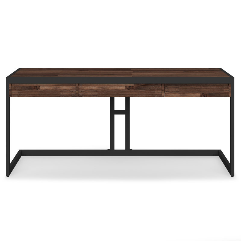Erina Distressed Charcoal Brown Solid Acacia Large Desk with Drawers