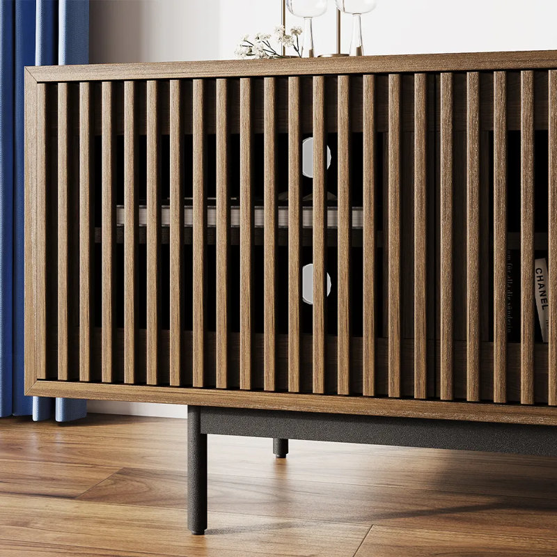 Mid-Century Modern TV Stand, 21.26" H x 71" W x 18.89" D, Walnut