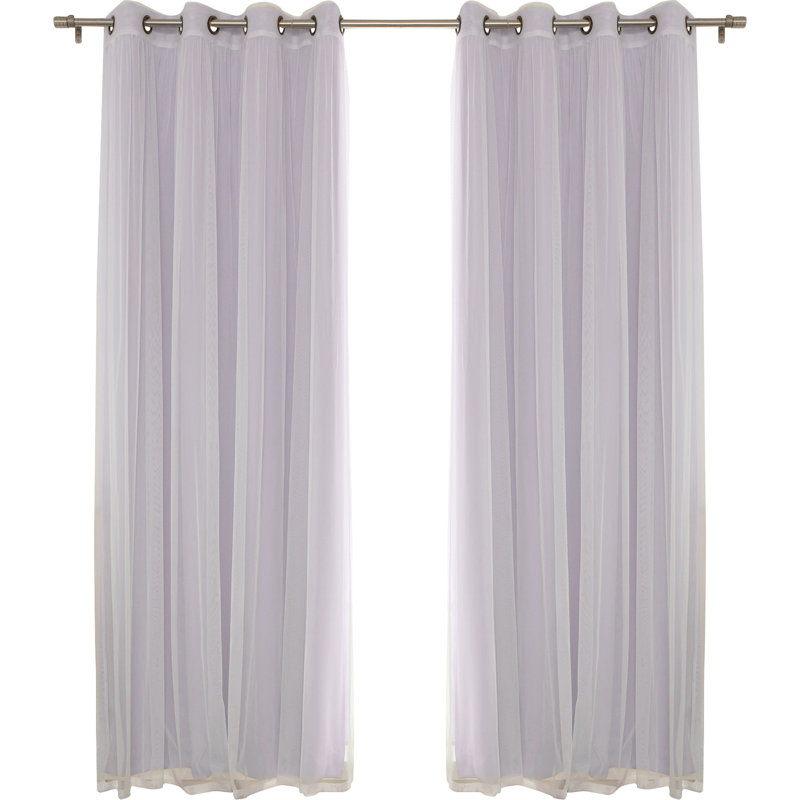 Granados Solid Room Darkening Thermal Grommet Curtain Panels, Lilac, 52" W x 63" L