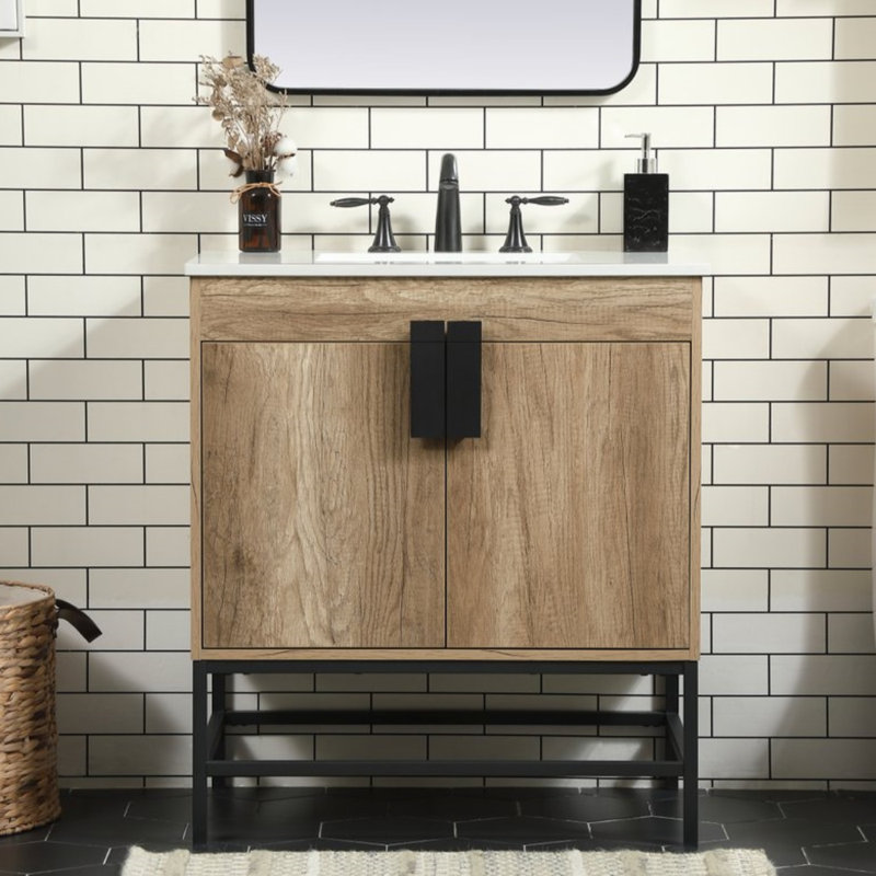 Ensemble de meuble-lavabo simple 30 po Corley, Chêne naturel