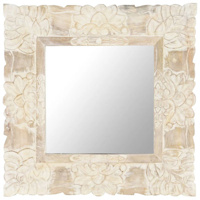 Miroir décoratif pour salle de bain en bois de manguier massif sculpté à la main