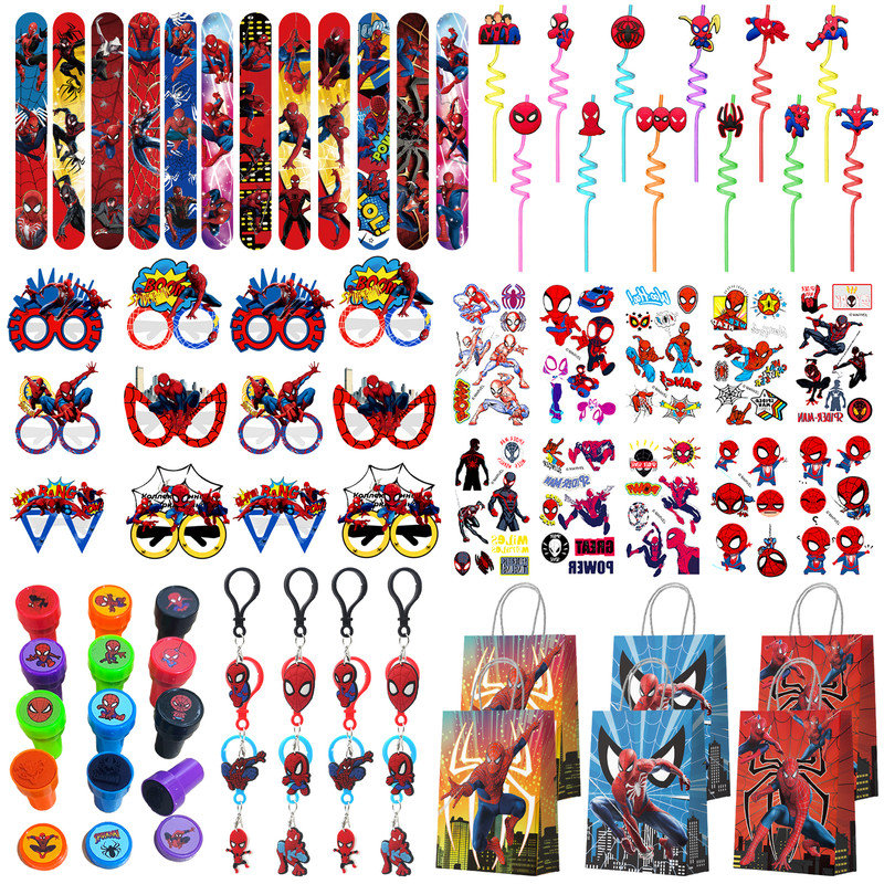 84 pièces de cadeaux de fête Spiderman, décorations d'anniversaire Spiderman
