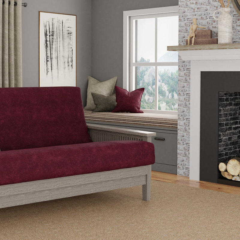 Housse pour futon à coussins carrés Leupp, Grand, Vin
