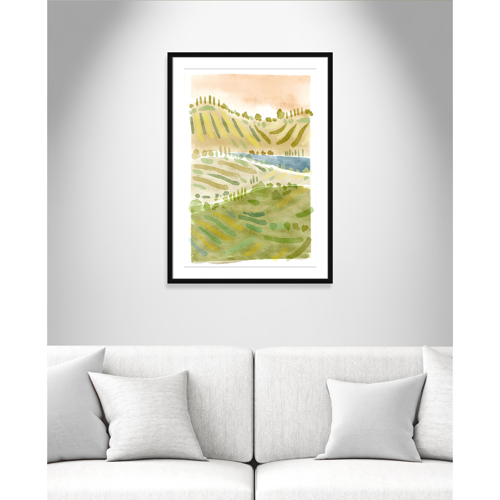 Tuscan Countryside Print by Leah Straatsma, Black Single Picture Framed Paper, White, 35.5" H x 25.5" W x 1.25" D