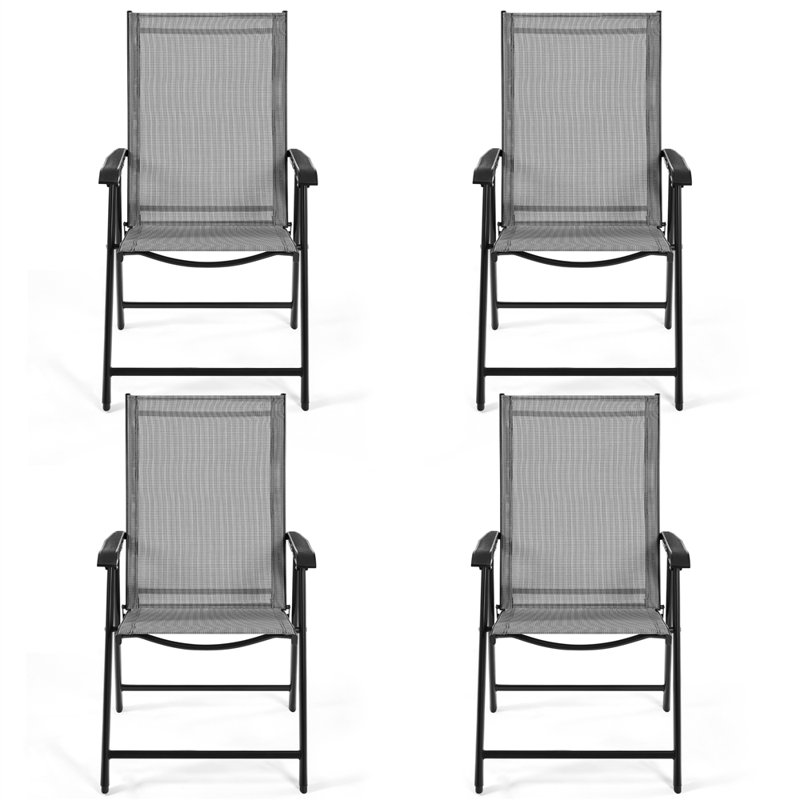 Folding Patio Dining Armchair, Grey, 4