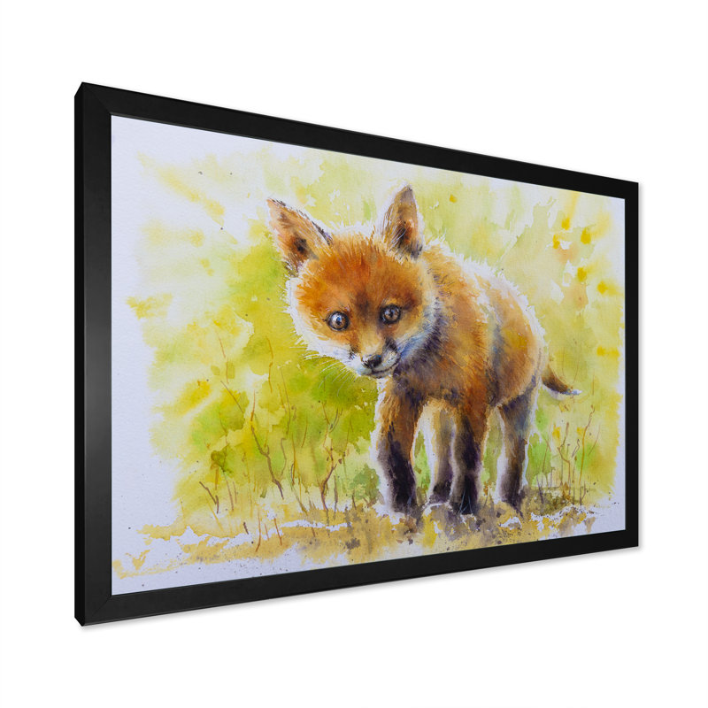 Mignon renard roux - reproduction de cadre photo sur toile, H 16 po x l 32 po x P 1 po, Cadre noir