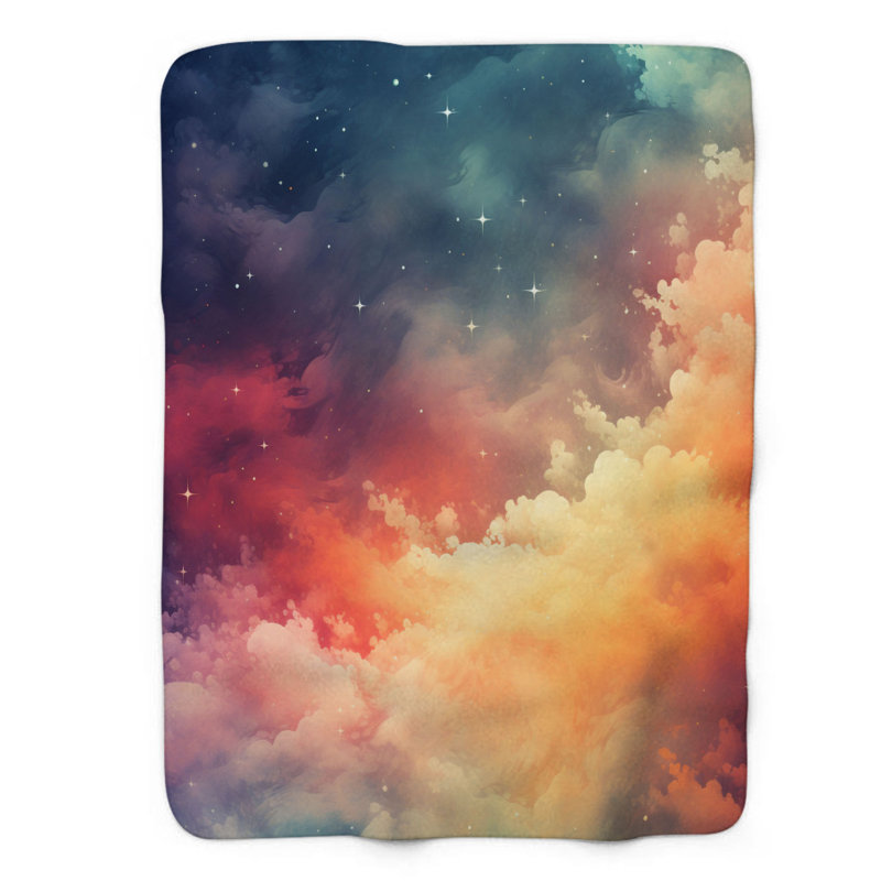 Luminous Sky - Couverture sherpa de qualité supérieure 1 pièce, Lit simple