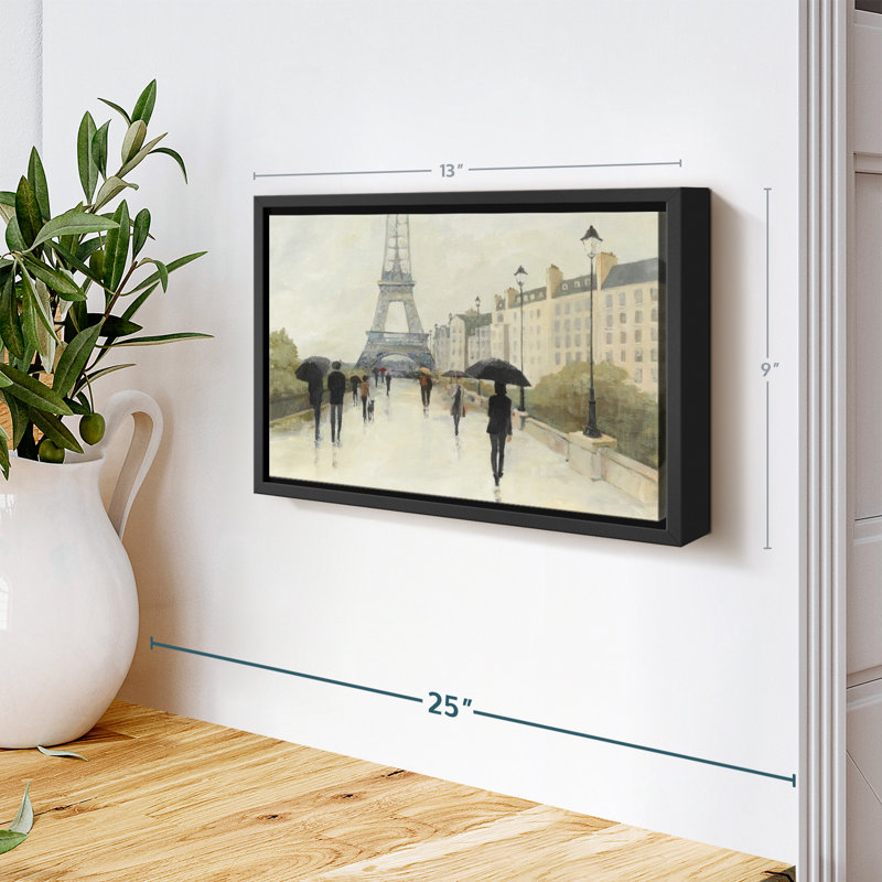 Eiffel sur toile sous la pluie, H 9 po x l 13 po