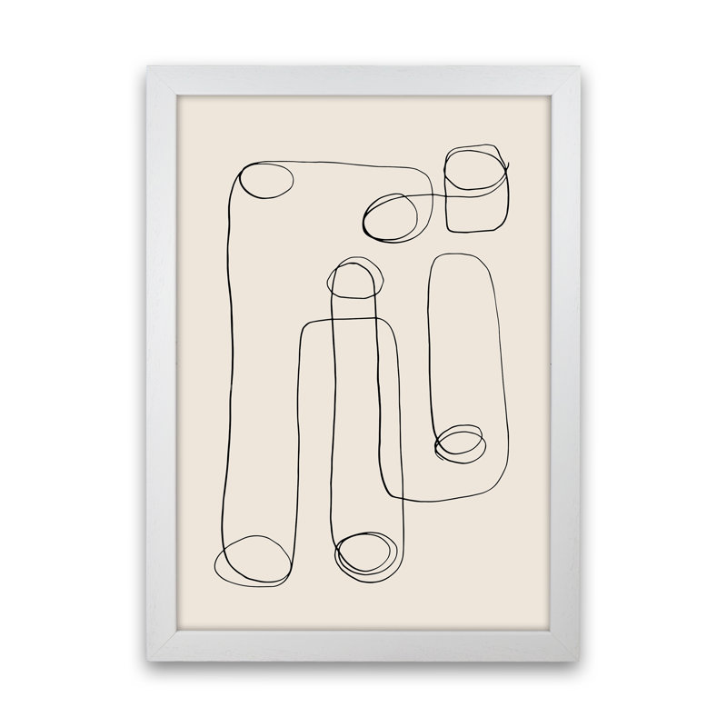 Abstract Line Doodles - Print, White Frame, 46cm H x 34cm W x 3cm D