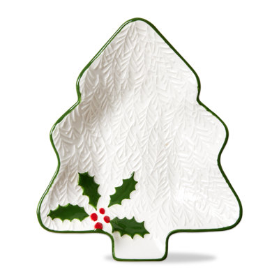Christmas Tree with Holly Earthenware Bowl Multi 5 oz 6.25x7.25x1.5 in