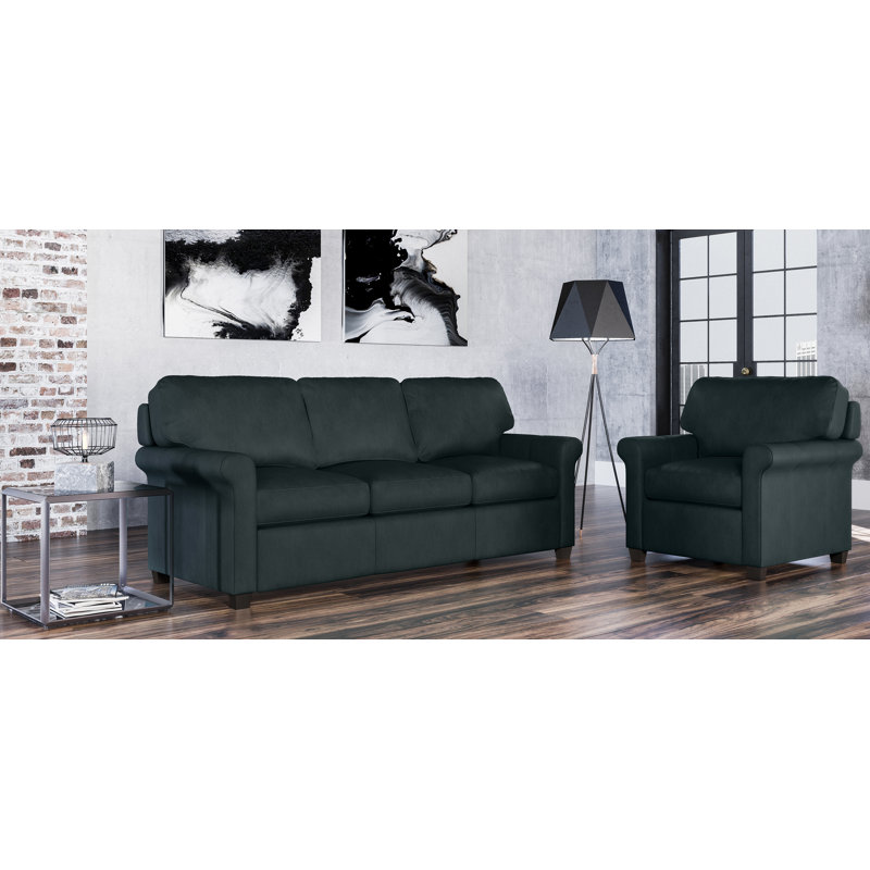 Ensemble de salon en cuir 2 pièces Fard, Cuir véritable brun clair