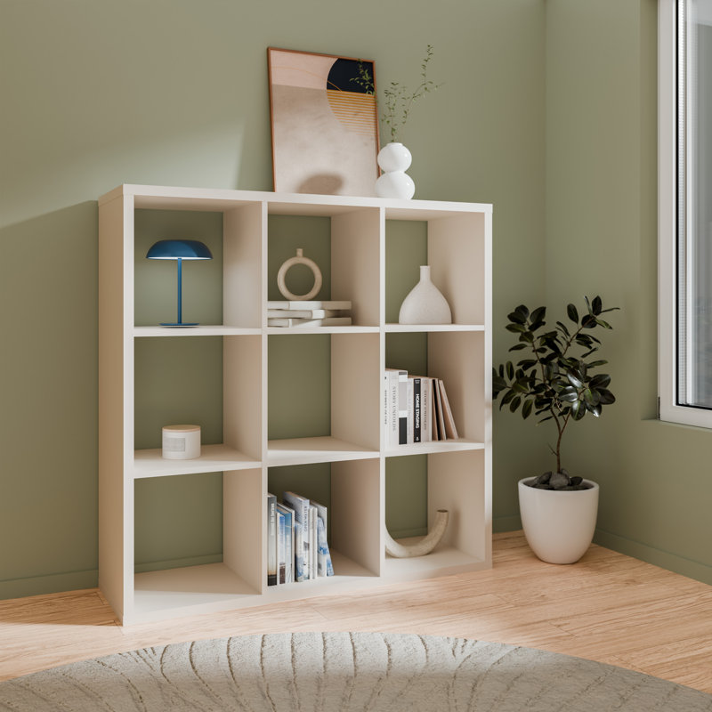 Mauro Cube Bookcase, (9 Shelves) 107.3cm.H x 107.3cm.W x 107.3cm.D, Beige