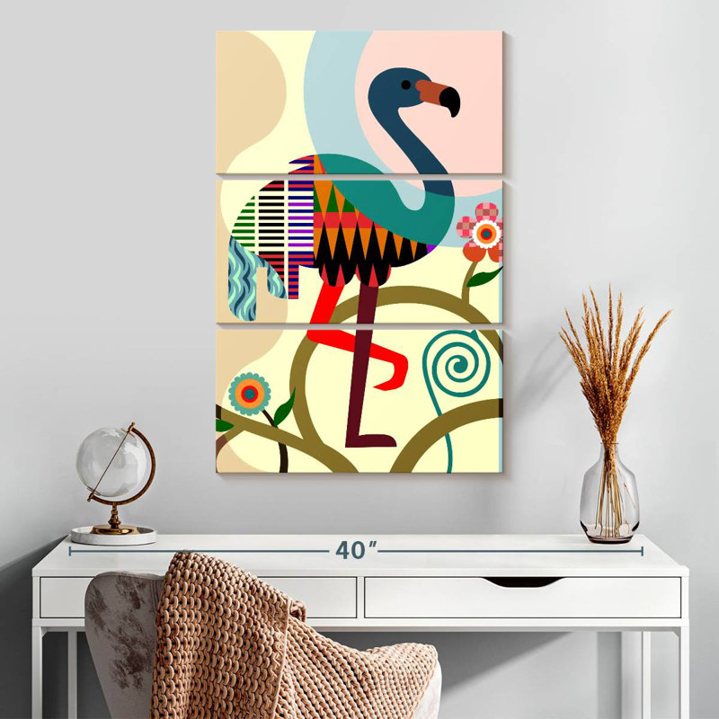 Motif flamant rose Brampt, H 32 po x l 20 po
