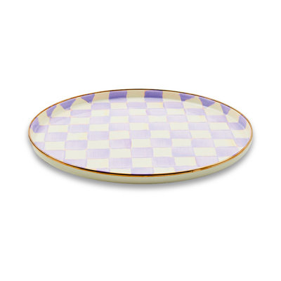 Violet Check Round Tray