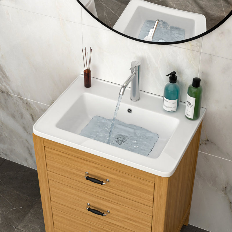 Plateau de meuble-lavabo simple 28 po x 19 po avec 1 trou de robinet et trop-plein (lavabo seulement)