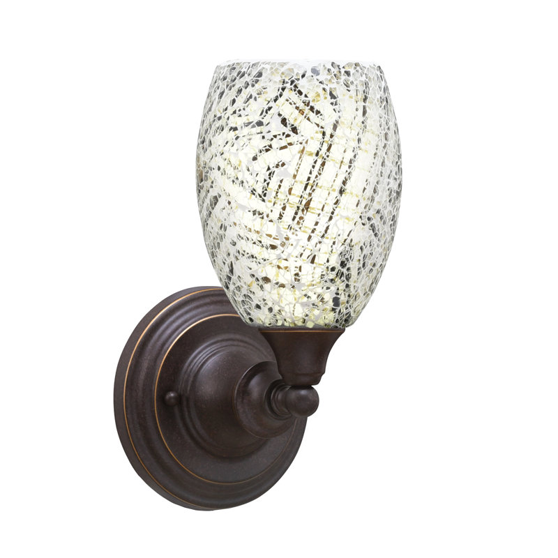 Wall Sconce With 5" Fusion Glass, Natural, Matte Black