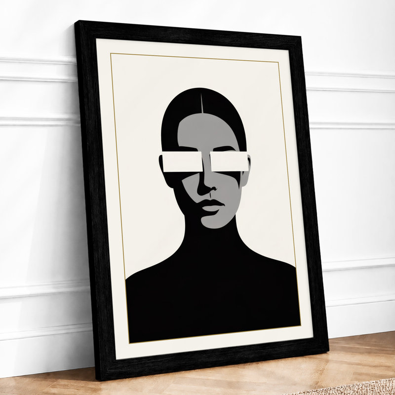 Masked Contemplation Minimalist - Print, Black, A3 - 42.0 x 29.7 cm