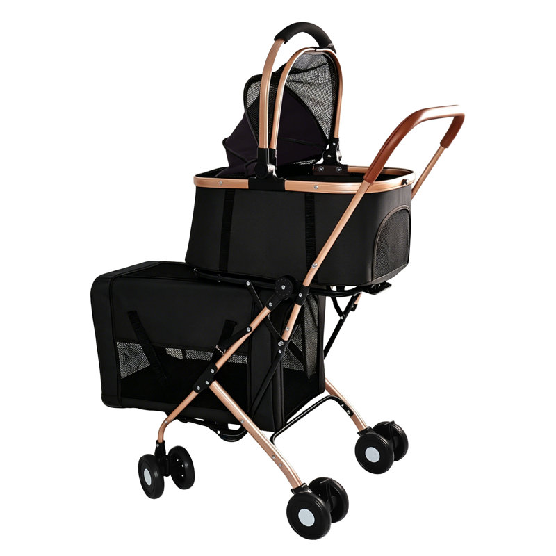 Double Pet Stroller for Dogs and Cats, Black