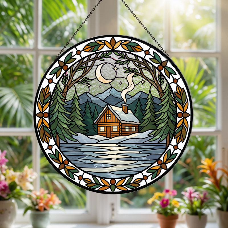 Panneau de vitrail en verre coloré, 7,8 heures, H 7,8 po