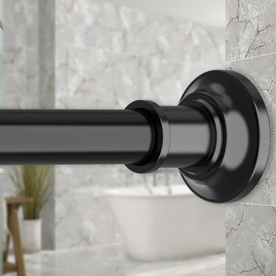 Black Long Curtain Rod Tension Shower Curtain Rods 30 To 120 Inch Adjustable Spring Heavy Duty Rods For Bathroom Windows Outdoor No Drill No Slip Spliced And Telescopic Design