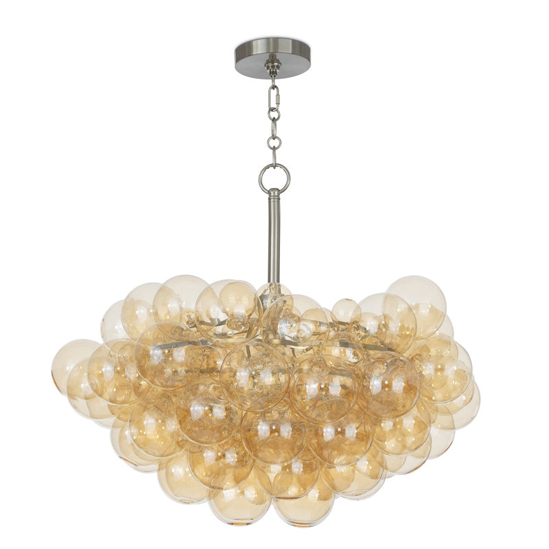 Lustre à bulles avec verre ambré, Nickel brossé