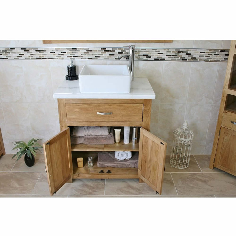 Deeter 750mm Single Bathroom Vanity with Vessel Ceramic Basin, White