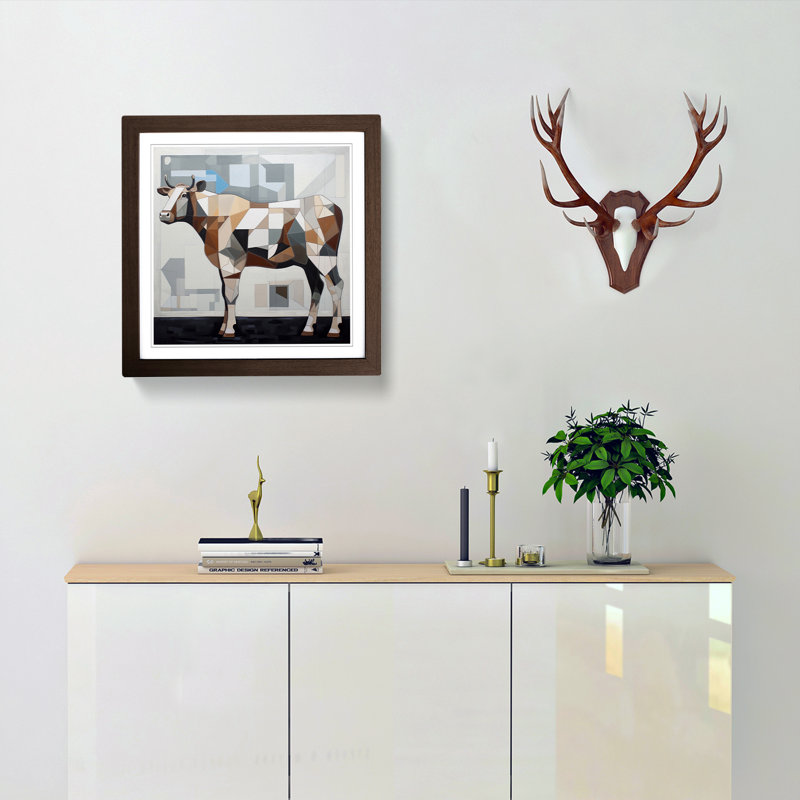 Cow Constructivism No.1 - Framed Print, Walnut